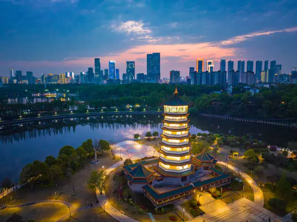 Night View Changsha Cityscape,Hunan province,China