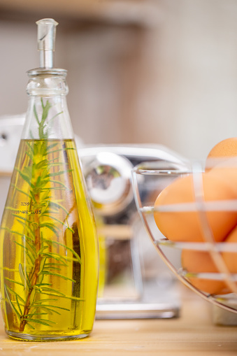 Rosemary infused olive oil used in Mediterranean cooking recipes