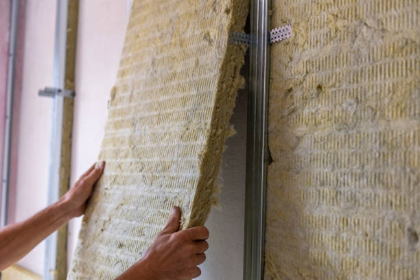 istock Worker insulating a room wall with mineral rock wool thermal insulation. 1484459762