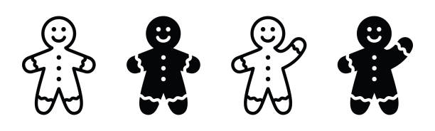 ilustrações de stock, clip art, desenhos animados e ícones de bakery icon vector - gingerbread cake gingerbread man gingerbread cookie christmas