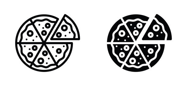 illustrazioni stock, clip art, cartoni animati e icone di tendenza di vettore dell'icona della panetteria - pizza napoletana