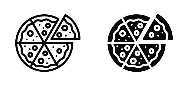 Bakery icon vector Pizza icons vector set. Pizzeria food icon symbol in line and flat style on white background. Bakery sign and symbol. Vector illustration pizza stock illustrations