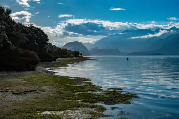 Photo of Te Anau in the Southland region of the South Island of New Zealand. It is on the eastern shore of Lake Te Anau in Fiordland.