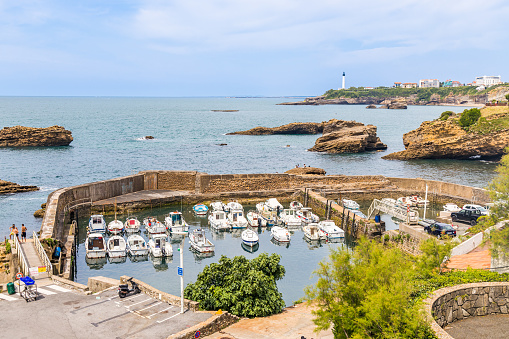 Aerial view of Cascais bay, Portugal in the summer