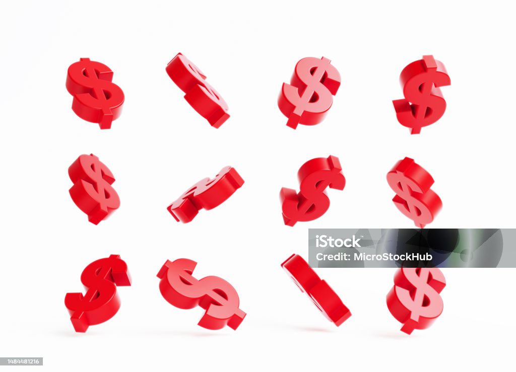 Red Money Sign Red Dollar Signs On White Background Stock Photo - Download Image Now ...