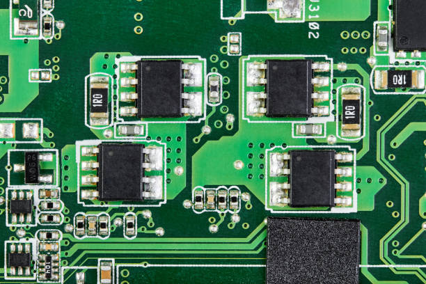 istock Close-up of computer chips on a part of electronic printed circuit board 1484491605
