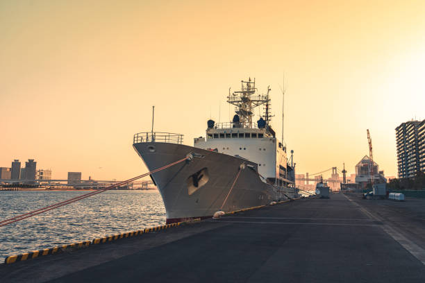 A fishery control ship bordering Harumi wharf