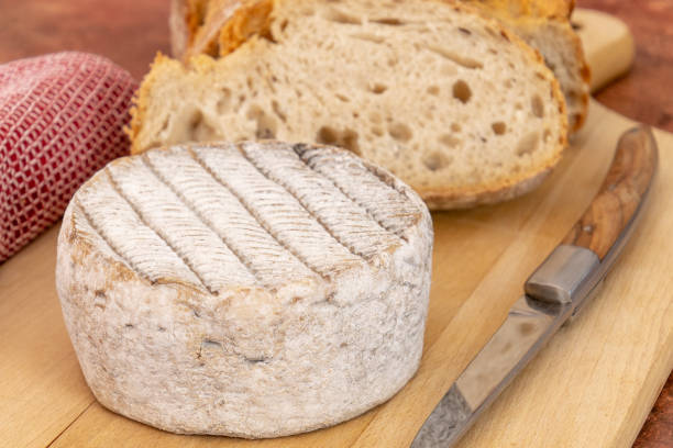 istock tomme cheese on a wooden board with bread 1484497046