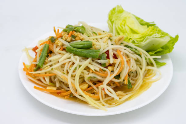 istock Thai Style Som Tum Papaya Salad on a White Plate 1484498356