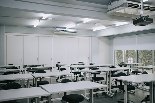 classroom in college interior building