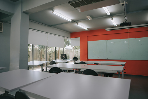 classroom in college interior building