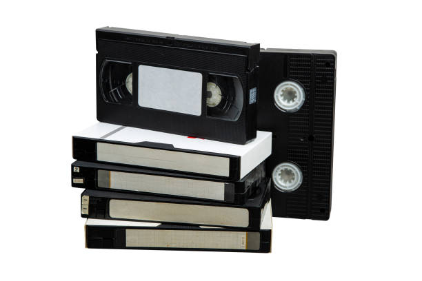 istock Pile of VHS video cassettes. Vintage media. Isolate on a white background. 1484501966