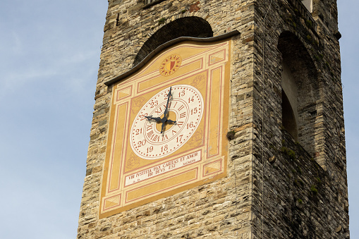 Clock of a tower in the upper city (Città Alta), Bergamo
