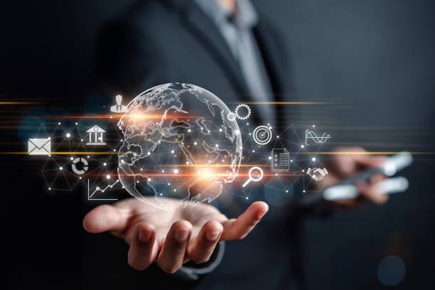 istock Businessman using mobile phone planning development leadership and customer with Business global internet connection technology and digital marketing, Financial and banking, Digital link tech 1484522321