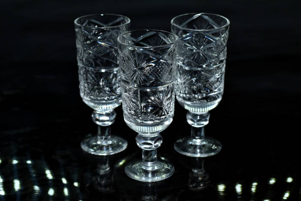 istock Crystal wine glasses on a black background. 1484522569