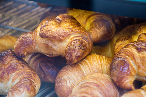 istock Fresh French croissants at the bakery 1484525698