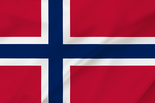 NoNorwegian flag on waving silk background. Norway national flag. 3d illustration.