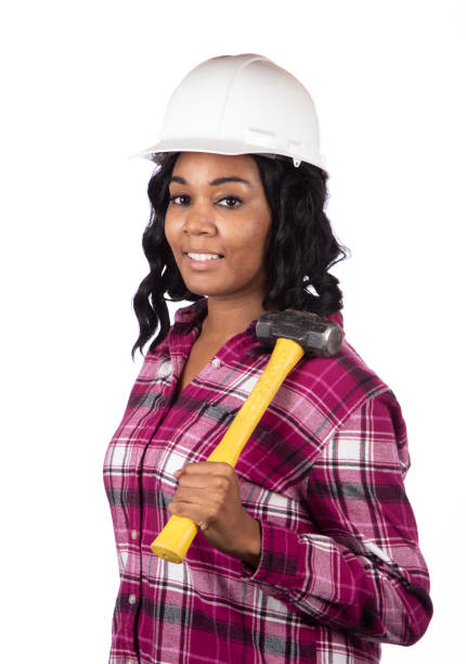 African American woman on white background shot in Moreno Valley, California.