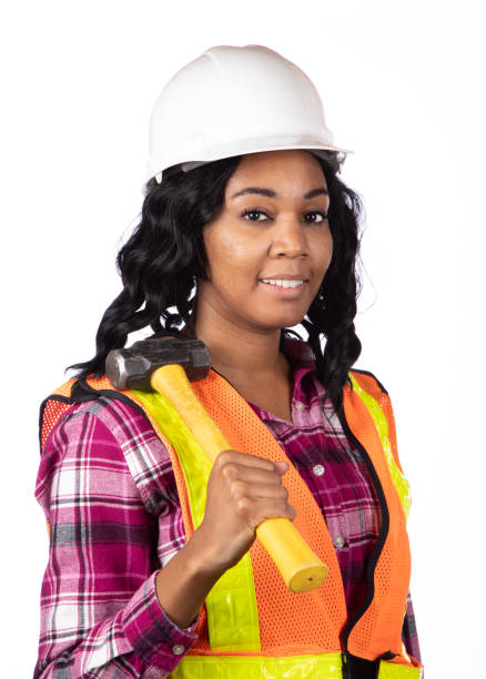 African American woman on white background shot in Moreno Valley, California.