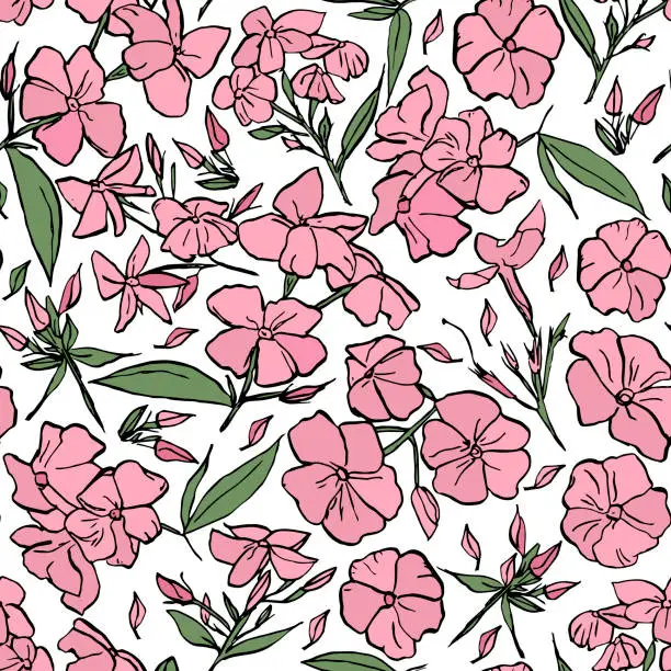 Vector illustration of Cute floral pattern in small pink flowers. Seamless vector texture. Elegant template for fashion prints. Colored summer pattern.