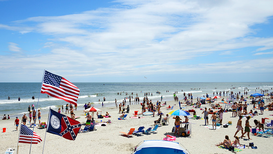 People enjoying the beach, Tybee Island, Savannah, Georgia, USA.