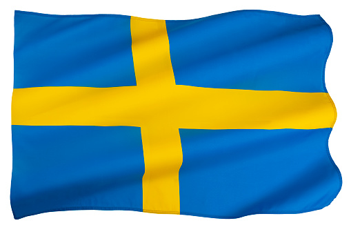 The national flag of Sweden. Adopted on the 22 June 1906.