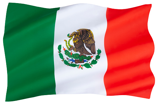 The national flag of Mexico (Bandera de Mexico).