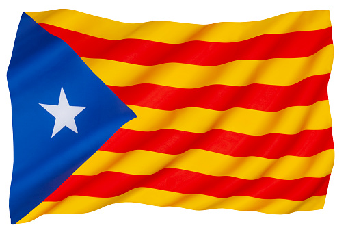 The Senyera Estelada - the unofficial flag of Catalan independence supporters to express their support for an independent Catalonia or independent Paisos Catalans. The flag is a protest symbol within Catalan nationalism.