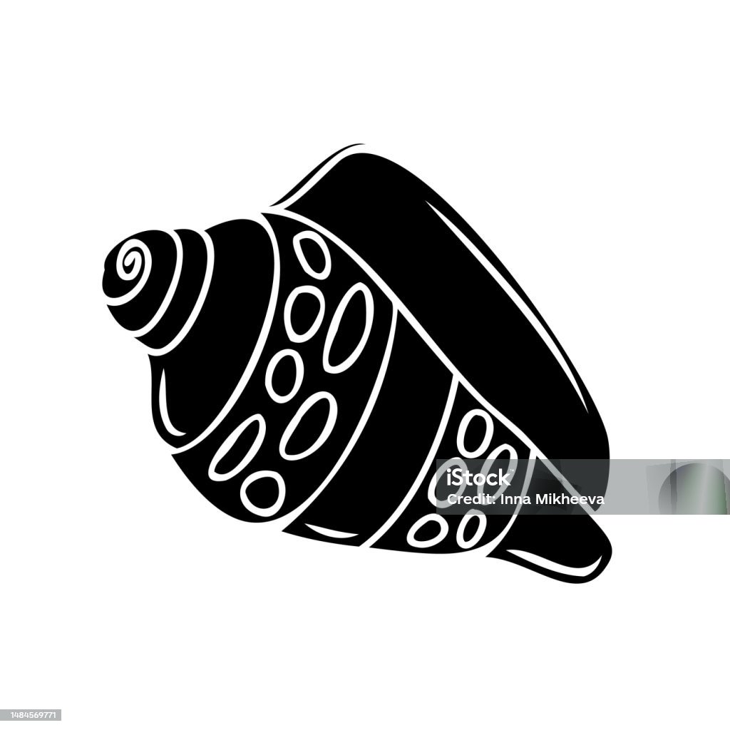 Flaches Vektorsymbol Einer Muschel Oder Muschel In Schwarz Silhouette