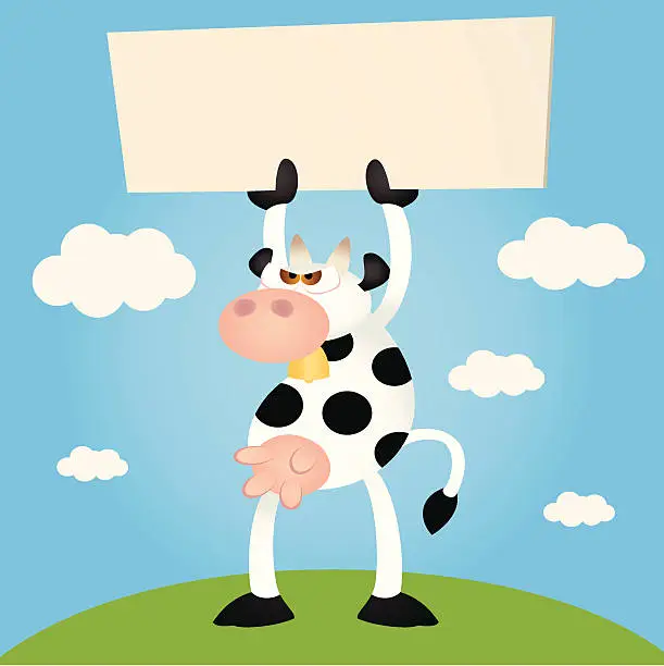 Vector illustration of Cow on Strike