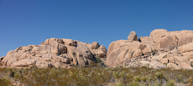 Panorama of Joshua Tree National Park rock formations