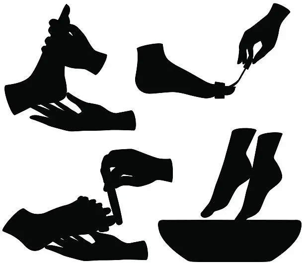 Vector illustration of Pedicure silhouettes
