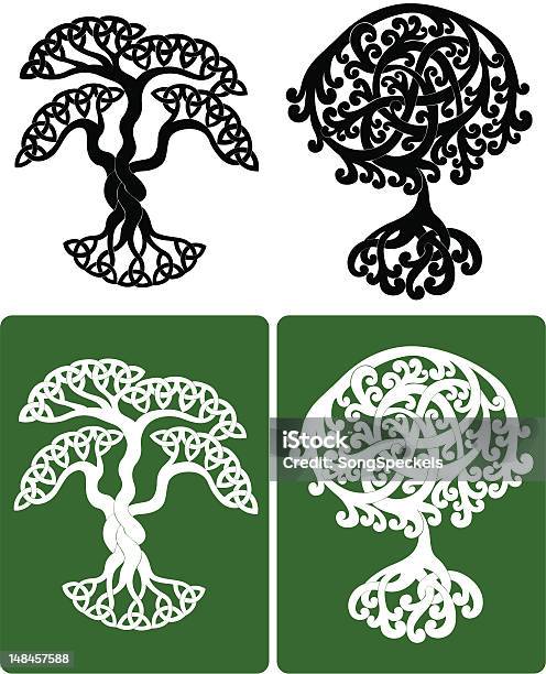 Celta Árvores - Arte vetorial de stock e mais imagens de Estilo celta - Estilo celta, Árvore da vida - Mitologia, Árvore