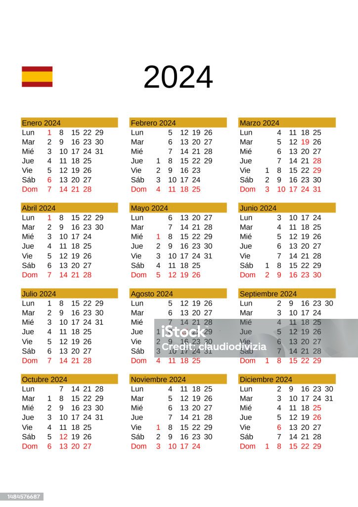 Year 2025 Calendar In Spanish With Spain Holidays Stock Illustration
