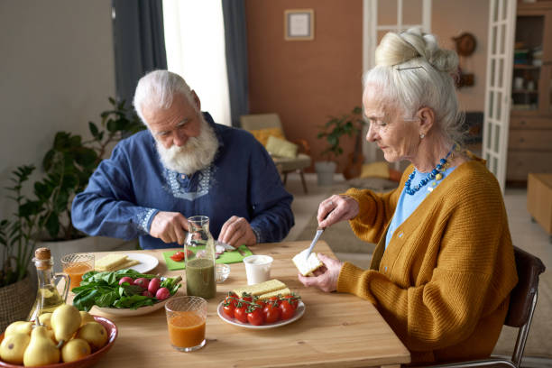 istock Senior family having breakfast together 1484580110