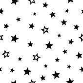 istock Seamless pattern from a star shape. Black stars on a white background. 1484582987
