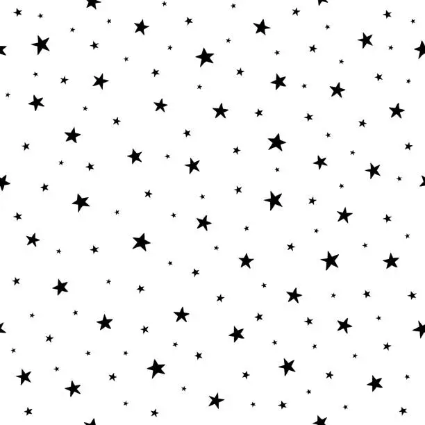 Vector illustration of Hand Drawn Starry Sky Seamless Pattern.