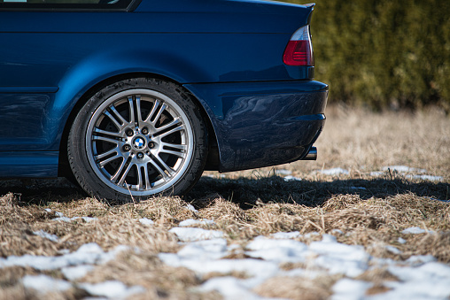 Lindesnes, Norway - March 31 2013: Rear of a BMW E46 M3 car.