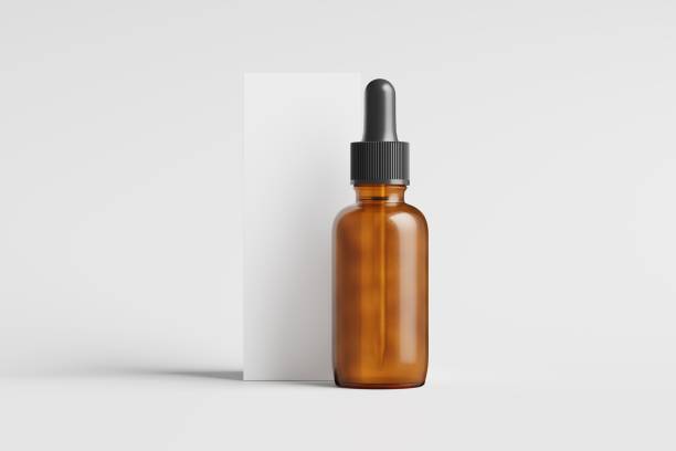 istock Amber Glass Dropper Bottle 3D Rendering White Blank Mockup 1484589375