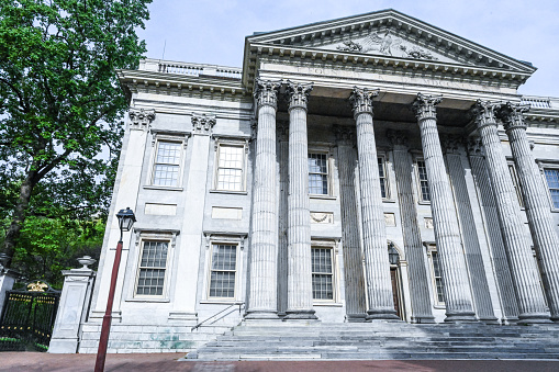 University Buildings near Harvard Square, Boston, Massachusetts, USA. This is part of Harvard University.