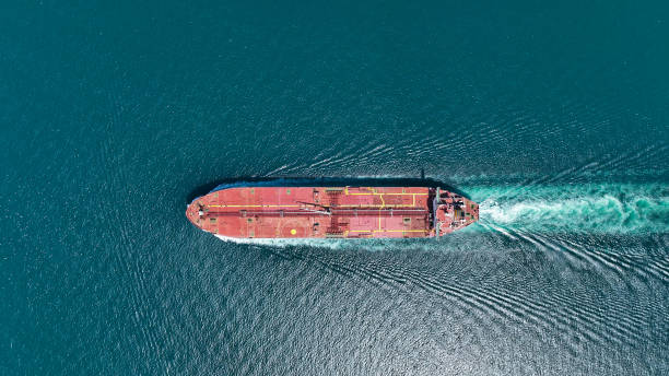 istock Aerial view of cargo ship in transit. 1484596865