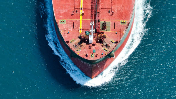 istock Aerial view of cargo ship in transit. 1484596871