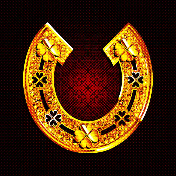 ilustrações de stock, clip art, desenhos animados e ícones de a golden horseshoe for good luck. - horseshoe gold luck success