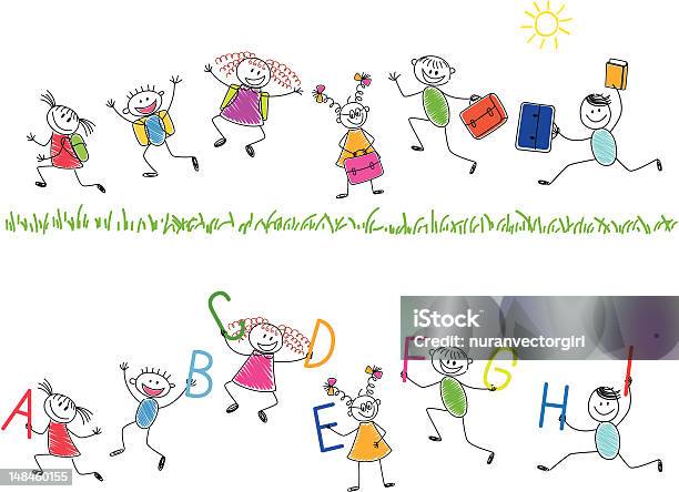 Back To School Set Of Concept Backgrounds With Children Stock Illustration - Download Image Now