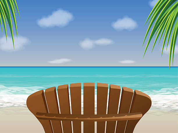 ilustrações de stock, clip art, desenhos animados e ícones de adirondack cadeiras de praia - cruise travel beach bay