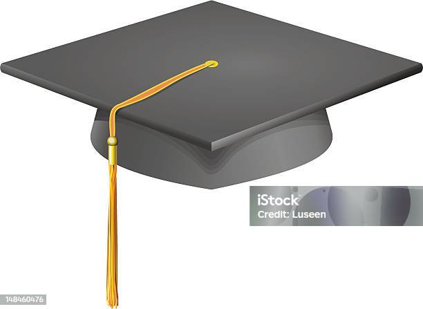 Graduation Cap Mortarboard Isolated On White Stock Illustration - Download Image Now - Graduation Gown, Clip Art, Graduation