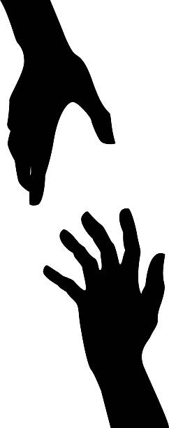 helfende hand silhouette (rescue, salvation, hilfe-konzept - hand freisteller stock-grafiken, -clipart, -cartoons und -symbole