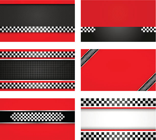 zestaw wizytówki-szablony kierowca wzrost - checkered flag auto racing flag sports race stock illustrations