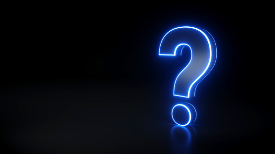 Question Mark Sign Icon With blue Neon Light - 3D Illustration