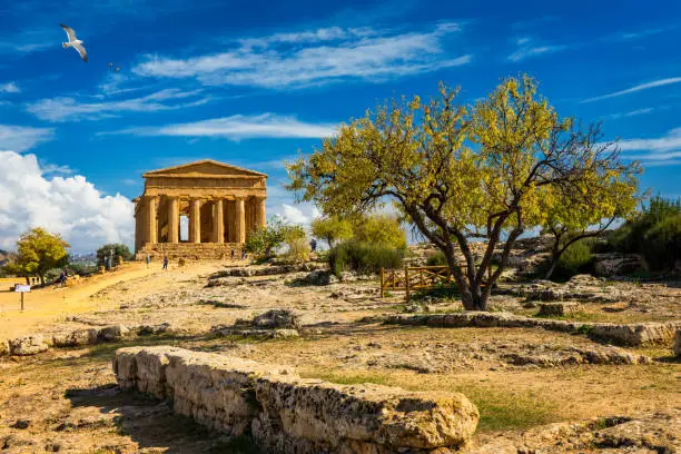 Photo of Valley of the Temples (Valle dei Templi), The Temple of Concordia, an ancient Greek Temple built in the 5th century BC, Agrigento, Sicily. Temple of Concordia, Agrigento, Sicily, Italy